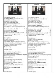 English Worksheet: Song by PARAMORE: Monster (With key)