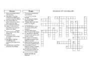 English worksheet: CROSSWORD REVISION OF VOCABULARY, VOICES 3