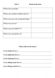 English worksheet: Rooms in a house