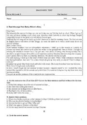 English Worksheet: Diagnostic Test