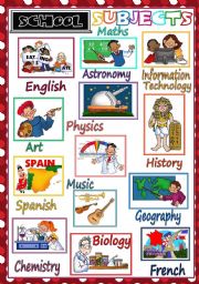 English Worksheet: School Subjects - POSTER