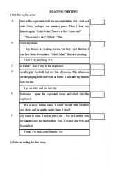 English worksheet: READING WRITING EXERCISE