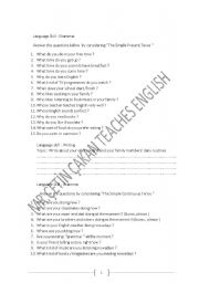 English worksheet: The Simple Present Tense ,The Simple Past Tense,The Future Tense 