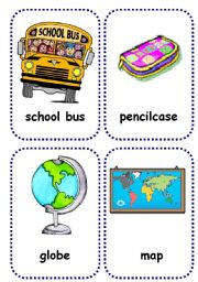 school objects flashcards 1/2