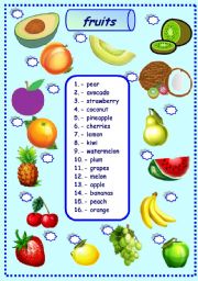 English Worksheet: fruits matching exercise