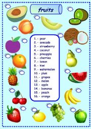 fruits matching exercise