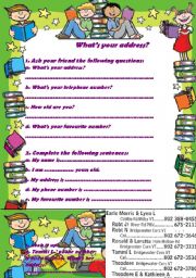 English Worksheet: Whats your address?