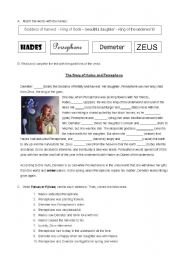 English Worksheet: myth-Persephone and Hades