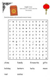 English worksheet: Chinese New Year Word Search