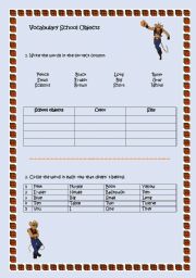 English Worksheet: School Objects