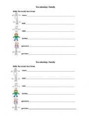 English Worksheet: Family young learners
