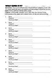 English worksheet: What Genre is it?