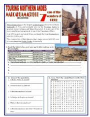 English Worksheet: Touring Northern Andes - Marcahuamachuco