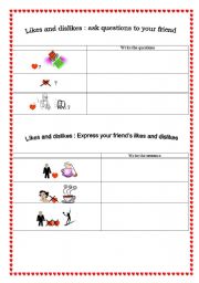 English worksheet: likes and dislikes