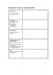 English Worksheet: Company Activities (Profile)