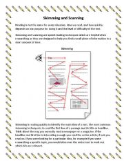 English Worksheet: Skimming and Scanning
