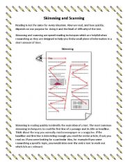 English Worksheet: Skimming and Scanning