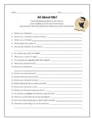 English Worksheet: Interview Activity