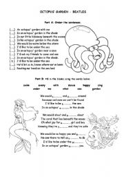 English Worksheet: Octopus Garden - Beatles song listening worksheet