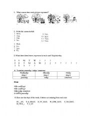 English Worksheet: Seasons, Months, Days