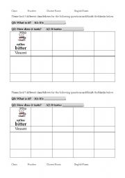 English worksheet: taste questionnaire