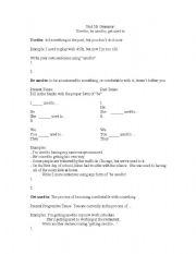 English Worksheet: Used to, Be Used to, Get used to