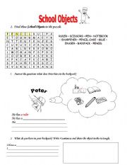 English worksheet: School objects