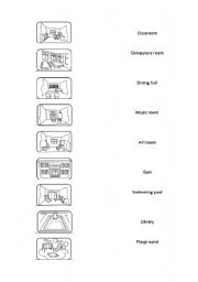 English Worksheet: Places in the school