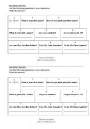 English Worksheet: Getting to know you 