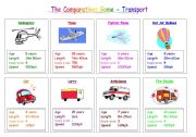 English Worksheet: Transport Comparatives Game