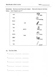 English worksheet: Number 1-10, color, classroom objects worksheet