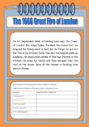 English Worksheet: The Great Fire of London