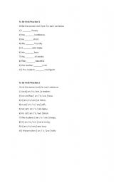 English worksheet: verb to be practice