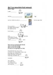 English Worksheet: Aint no mountain high enough (with drawings)