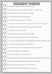 English Worksheet: indirect speech 7