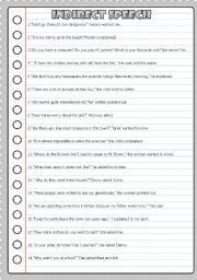 English Worksheet: indirect speech 8