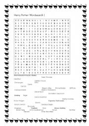 English Worksheet: Harry Potter Movie - word search puzzle