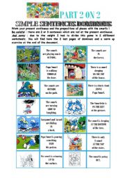 dominoes on present continous + prepositions of place with the smurfs - 2/2