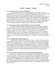 English worksheet: Enders Game