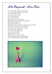 English Worksheet: I love Paris (by Ella Fitzgerald)