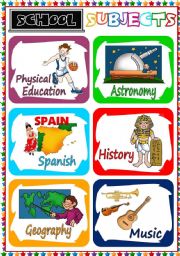 English Worksheet: School Subjects - flashcards (2) 