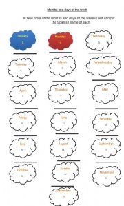 English Worksheet: Months and days of the week