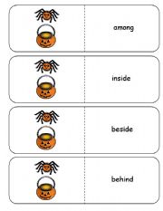 English Worksheet: Where is the Spider Halloween Preposition Dominoes and Memory Cards Part 2 of 3