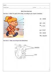 English worksheet: BODY PARTS