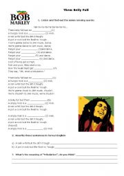 English Worksheet: Them Belly Full - Bob Marley