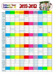 English Worksheet: School year calendar 2011-2012