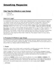 English Worksheet: Reading: Designing a good logo