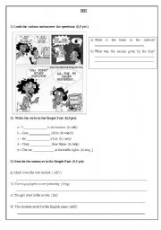 English Worksheet: test 8 th grade -simple past
