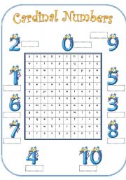 English Worksheet: Cardinal Numbers