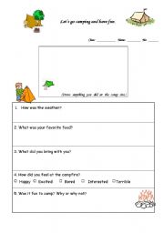 English Worksheet: Lets go camping